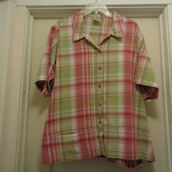PRETTY IN PREPPY PLAID LADY BLOUSE BY ALLISON DAILY 22 W - Picture 2 of 10